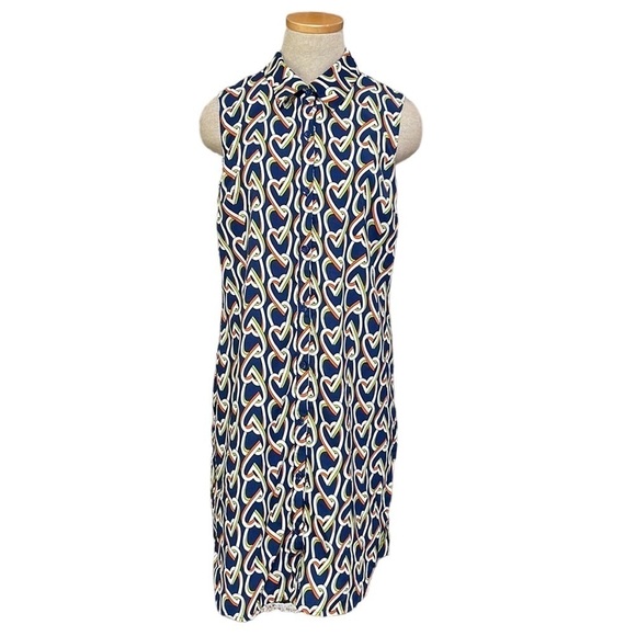 CAbi Midi Amour Dress Collar Buttons Heart Link Blue Size Small S - Picture 1 of 15